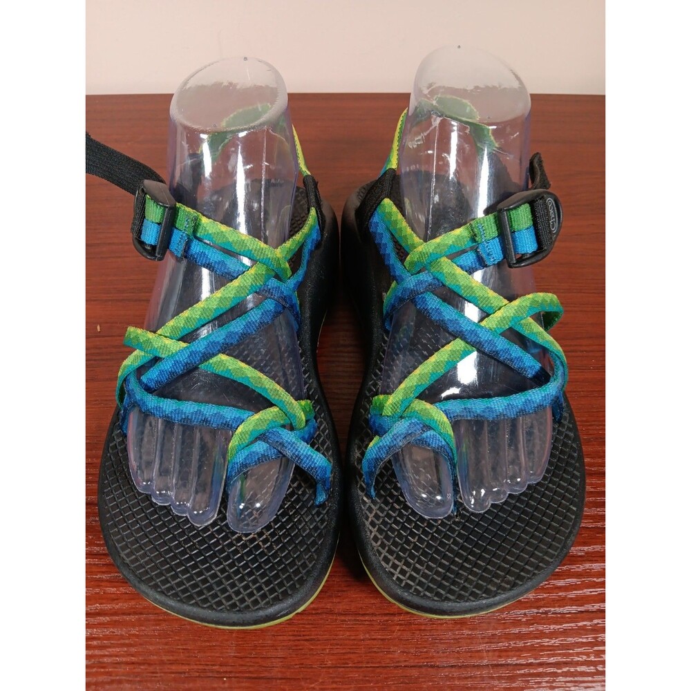 Chaco ZX2 Yampa River Sandals Size 7 Blue Green Strappy Vibram Soles Hiking EUC